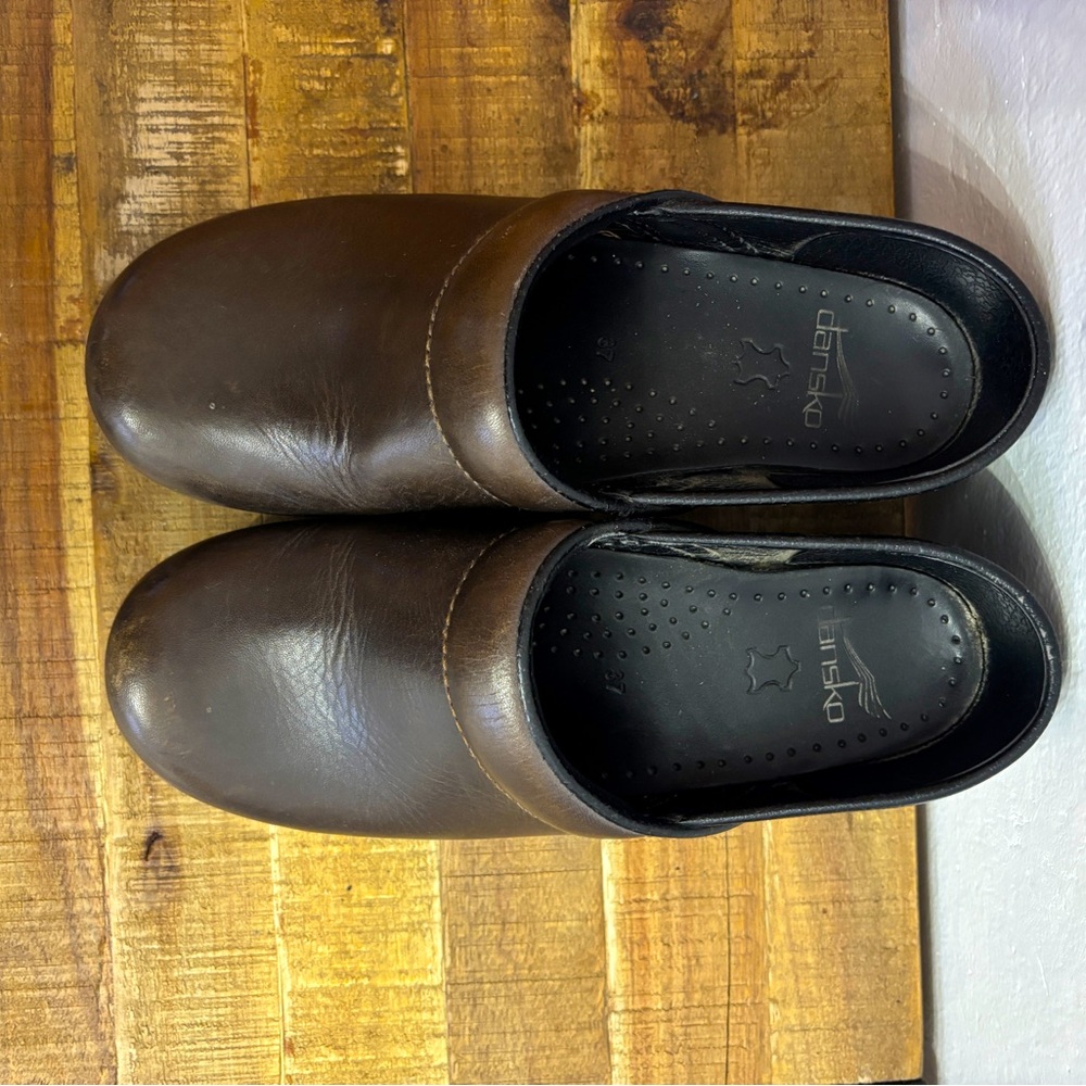 Dansko Brown Professional Clogs with Smooth Leather Finish